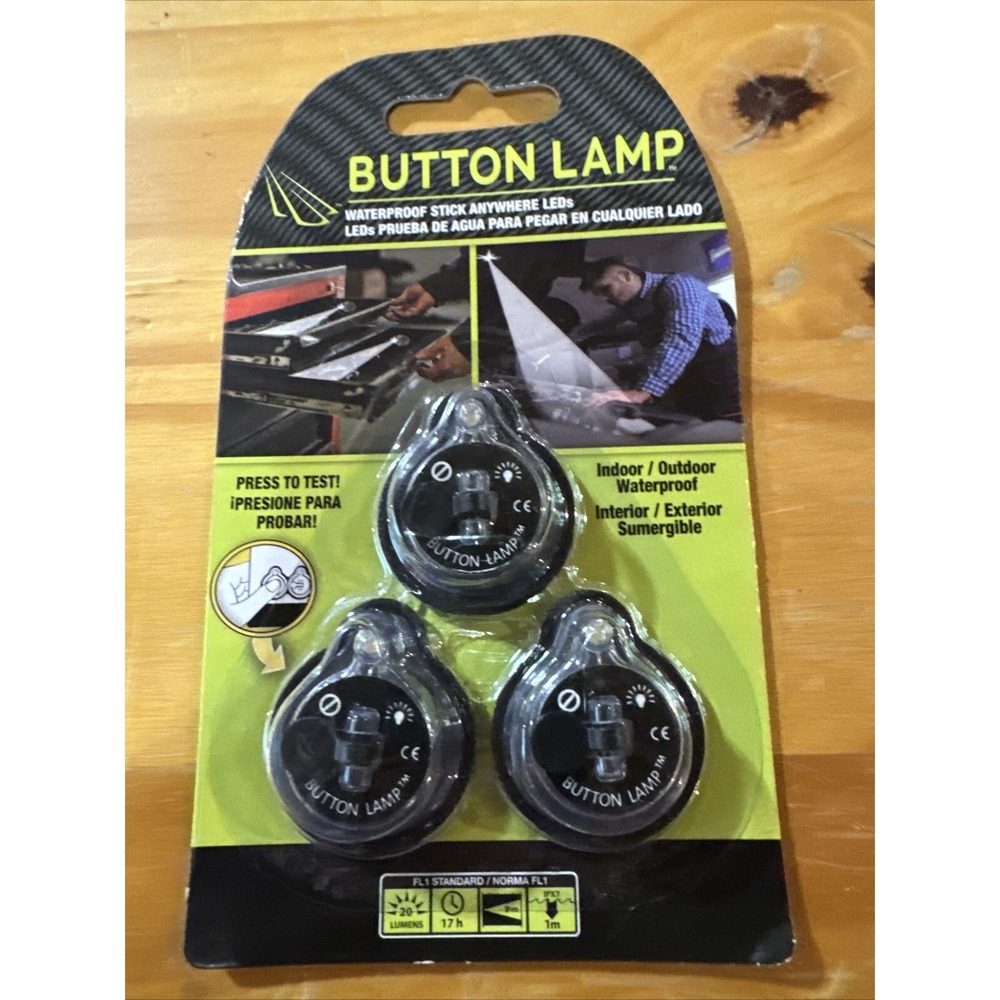 Panthervision Stick On LED Button Lights - (Pack of 3) Battery Powered Lights